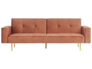 3-Sitzer Sofa VISNES Braun - Gold - Sandbraun