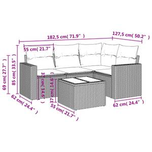 Gartensitzgruppe K742(5-tlg) Schwarz - Massivholz - 69 x 62 x 66 cm