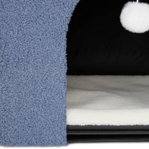 Katzenhöhle in Blau Schwarz - Blau - Weiß - Holzwerkstoff - Kunststoff - Textil - 48 x 44 x 45 cm