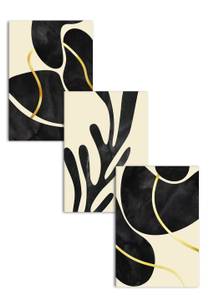 Schwarze Edelsteine Gold Poster Set Papier - 70 x 50 x 70 cm