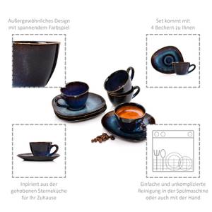 8-tlg. Espressotassen Set Tokio Schwarz - Blau - Stein - 15 x 15 x 17 cm
