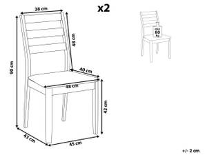 Esszimmerstuhl MODESTO 2er Set Braun - Grau - Massivholz - 48 x 90 x 43 cm