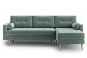 Esme II Schlafsofa mit Chaiselongue Grün - Holzwerkstoff - Massivholz - Textil - Holzart/Dekor - Holz teilmassiv - 232 x 86 x 160 cm