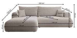 Ecksofa OVO Beige - Ecke davorstehend links - Ottomane davorstehend links