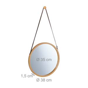 Miroir rond avec cadre bambou Marron - Bambou - Verre - Matière plastique - 38 x 38 x 2 cm