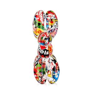 Harz-Skulptur  Ballonhund Multicolor - Weiß - 26 x 27 x 10 cm