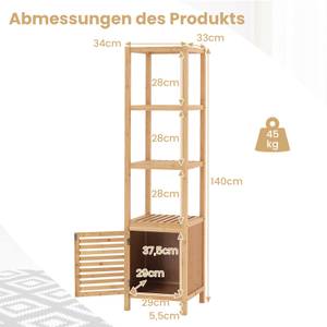 Badezimmer-Bodenschrank NM0362ZMDE Braun - Holzwerkstoff - 33 x 140 x 34 cm