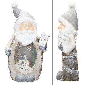 Weihnachtsmann mit LED Beleuchtung 52cm Silber - Kunststoff - 14 x 52 x 27 cm