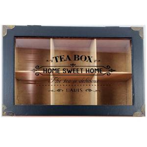 Teebeutelbox, MDF, 24 x 16,5 x 7 cm Schwarz - Holzwerkstoff - 17 x 7 x 24 cm