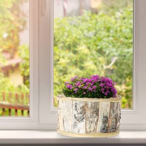 Pot de fleurs en lot de 3 Noir - Marron - Blanc - Bois manufacturé - Rotin - 24 x 16 x 24 cm