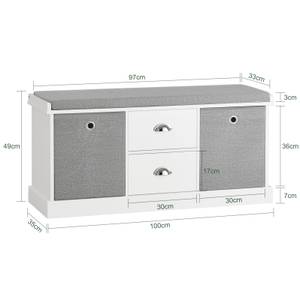 Schuhbank FSR66-HG Weiß - Holzwerkstoff - 100 x 50 x 35 cm