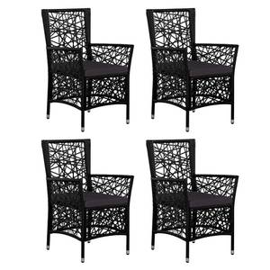 Ess-Set (5-teilig) 3001564-3 Schwarz - Kunststoff - Polyrattan - 90 x 75 x 90 cm