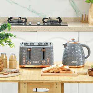 Wasserkocher & Toaster Set 800-162V90GY Grau - Kunststoff - 20 x 24 x 25 cm