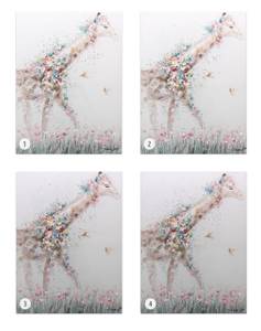 Acrylbild handgemalt Giraffe Princess Grau - Massivholz - Textil - 75 x 100 x 4 cm