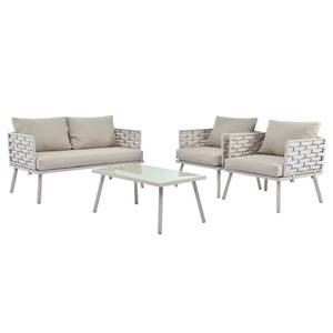 Gartenlounge-Set M1812 Weiß - Holzwerkstoff - 65 x 67 x 126 cm