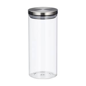 Vorratsglas 3er Set je 1,3 Liter Silber - Glas - Metall - Kunststoff - 10 x 22 x 10 cm