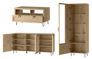 Wohnzimmer-Set LIMBO 3-teilig Braun - Holz teilmassiv - 245 x 200 x 42 cm