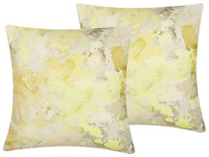 Coussin décoratif PACHIRA Gris - Blanc - Jaune - Fibres naturelles - 45 x 6 x 45 cm