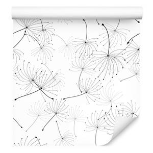 Papier Peint graines de pissenlit nature Noir - Blanc - Papier - 53 x 1000 x 1000 cm
