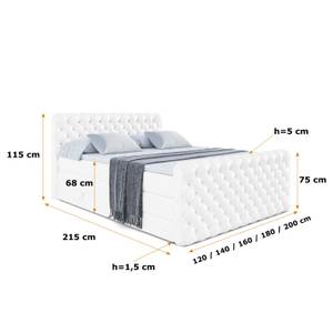 Boxspringbett BOXI8-Z KING Hochglanz Weiß - Breite: 140 cm