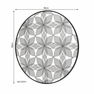 Runde Wanddekoration Blumen schwarzem Schwarz - Metall - 1 x 90 x 90 cm