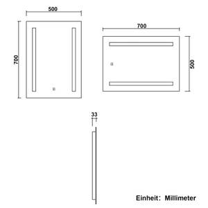 AICA LED Badspiegel N120X Silber - Glas - 50 x 70 x 4 cm