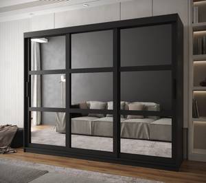 ARMOIRE À PORTES COULISSANTES MIROR Largeur : 250 cm - Noir