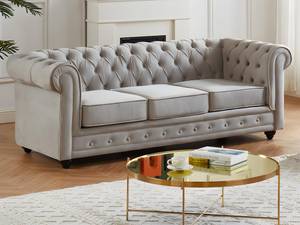 Couchgarnitur CHESTERFIELD 2er-Set Hellgrau