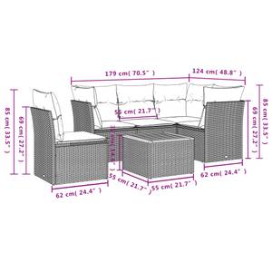 Gartensitzgruppe K6331(6-tlg) Schwarz - Massivholz - 69 x 62 x 62 cm