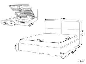 Lit double VERNOYES Noir - Doré - Largeur : 148 cm