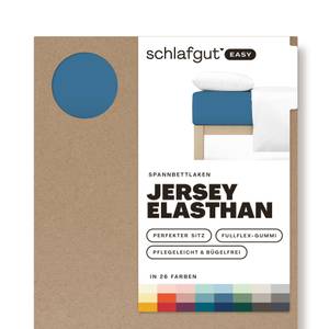 Spannbettlaken Jersey Elasthan Blau - Breite: 90 cm