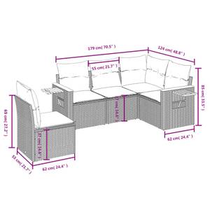 Gartensitzgruppe K4157(5-tlg) Grau - Massivholz - 69 x 62 x 62 cm