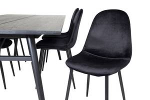 Essgruppe Sleek (7-teilig) Schwarz - Massivholz - 95 x 75 x 195 cm