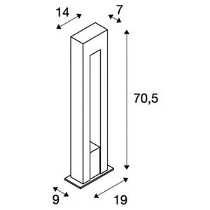 Wegeleuchte Arrock Arc Schwarz - Grau - Metall - Stein - 14 x 71 x 14 cm