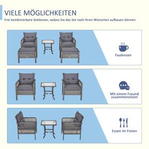 Gartensessel Set (5-tlg.) 860-150GY Grau - Polyrattan - 66 x 75 x 65 cm