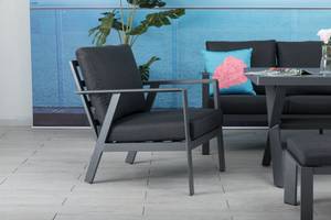 Aluminium Dining Lounge Set Salina Grau - Metall - 190 x 76 x 83 cm