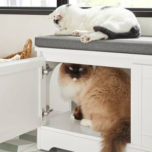 Banc litière chat FSR136-W Blanc - Bois manufacturé - Métal - 90 x 44 x 36 cm