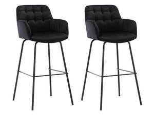 Tabouret de bar PEGA Lot de 2 Noir - Textile - 54 x 104 x 50 cm