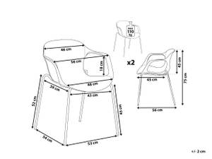 Esszimmerstuhl ELBERT 2er Set Grau - Kunststoff - 56 x 75 x 56 cm