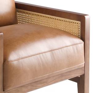 Fauteuil 5113 Marron - Cuir véritable - Textile - 70 x 85 x 90 cm