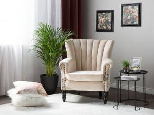 Fauteuil SVEDALA Beige - Crème - Chêne foncé