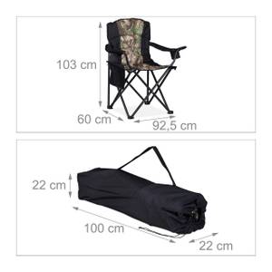 Chaise de camping pliante Porte-boissons Noir - Marron - Vert - Métal - Matière plastique - Textile - 93 x 101 x 60 cm