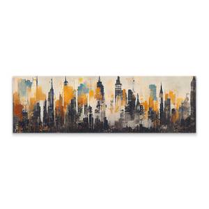 Image Panorama Ville Abstraite Peinture Beige - Marron - Gris - Textile - 145 x 45 x 45 cm