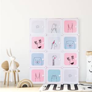 Steckregal Kinderzimmer mit 12 Fächern Blau - Pink - Weiß - Metall - Kunststoff - 110 x 145 x 38 cm