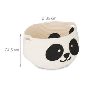 Corbeille de rangement enfants Panda Noir - Blanc - Textile - 35 x 25 x 35 cm