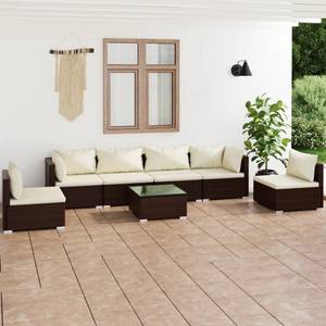 Garten-Lounge-Set (7-teilig) 3013635-10 Braun - Weiß - Metall - Polyrattan - 60 x 30 x 60 cm