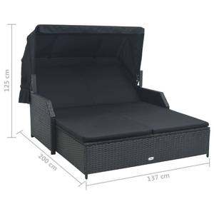 Gartenliege Schwarz - Metall - Polyrattan - 137 x 125 x 200 cm