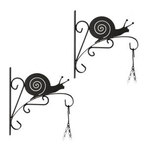 Blumenampelhalterung 2er Set Schnecke Schwarz - Metall - 31 x 30 x 2 cm