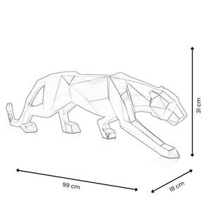 Große Harzskulptur Großer Panther Gold - 99 x 31 x 18 cm