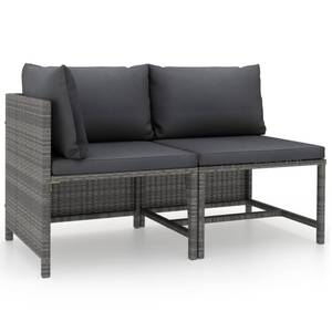 Garten-Sofa-Set (2-teilig) 3010471-8 Grau - Metall - Polyrattan - 60 x 60 x 60 cm